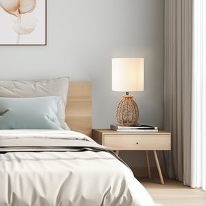 Lampada da Comodino Alfreton con Paralume Cilindrico in Tessuto Bianco lux.pro