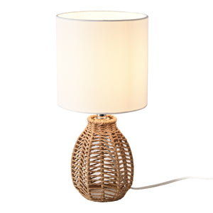 Lampada da Comodino Alfreton con Paralume Cilindrico in Tessuto Bianco lux.pro