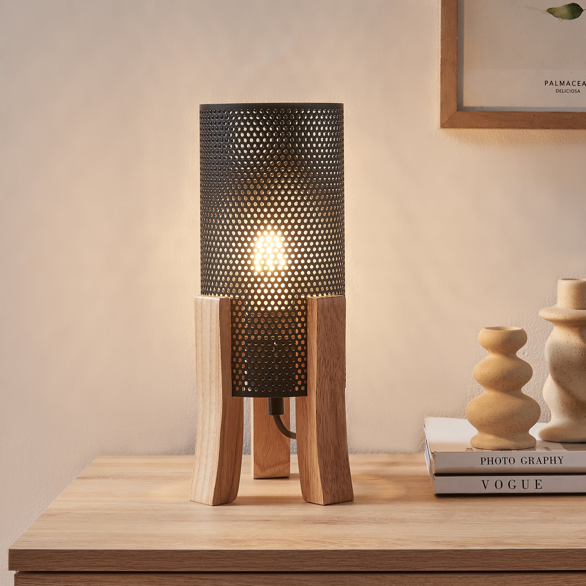 Lampada da Tavolo Comodino Joelleldsvin con Paralume Cilindrico in Metallo 30x14x14 cm - Nero lux.pro