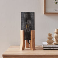 Lampada da Tavolo Comodino Joelleldsvin con Paralume Cilindrico in Metallo 30x14x14 cm - Nero lux.pro