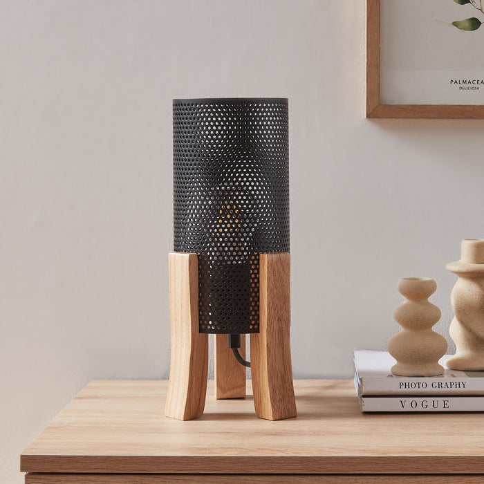 Lampada da Tavolo Comodino Joelleldsvin con Paralume Cilindrico in Metallo 30x14x14 cm - Nero lux.pro