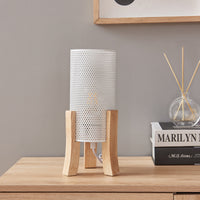 Lampada da Tavolo Comodino Joelleldsvin con Paralume Cilindrico in Metallo 30x14x14 cm - Bianco lux.pro