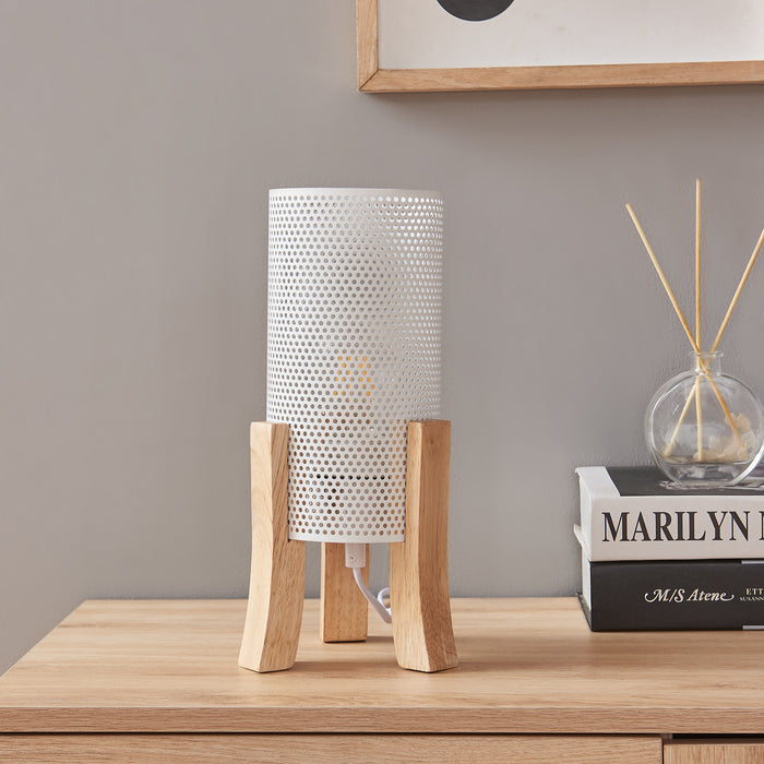 Lampada da Tavolo Comodino Joelleldsvin con Paralume Cilindrico in Metallo 30x14x14 cm - Bianco lux.pro