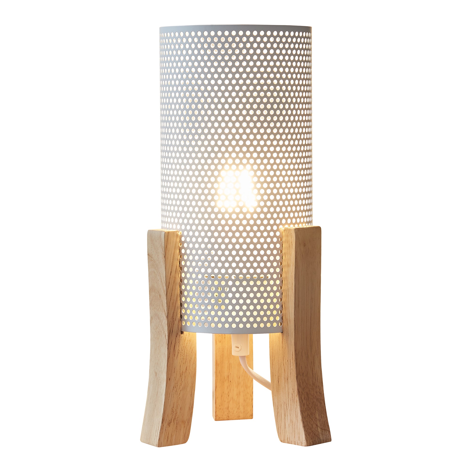 Lampada da Tavolo Comodino Joelleldsvin con Paralume Cilindrico in Metallo 30x14x14 cm - Bianco lux.pro