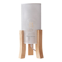 Lampada da Tavolo Comodino Joelleldsvin con Paralume Cilindrico in Metallo 30x14x14 cm - Bianco lux.pro