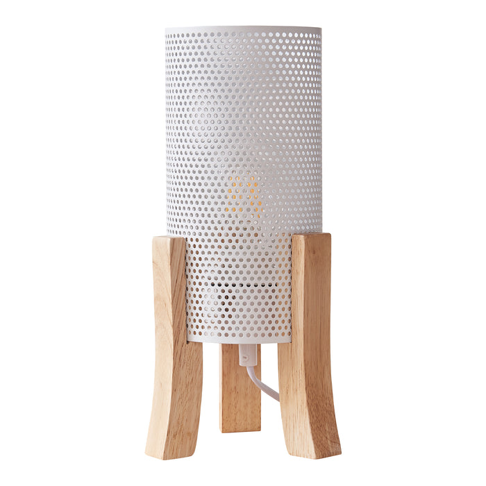 Lampada da Tavolo Comodino Joelleldsvin con Paralume Cilindrico in Metallo 30x14x14 cm - Bianco lux.pro