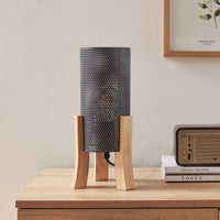 Lampada da Tavolo Comodino Joelleldsvin con Paralume Cilindrico in Metallo 30x14x14 cm - Grigio lux.pro