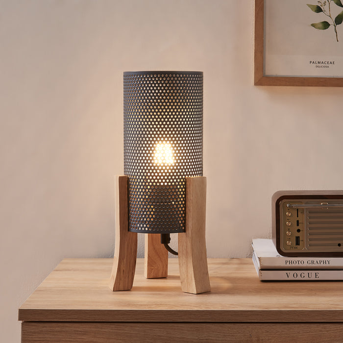 Lampada da Tavolo Comodino Joelleldsvin con Paralume Cilindrico in Metallo 30x14x14 cm - Grigio lux.pro