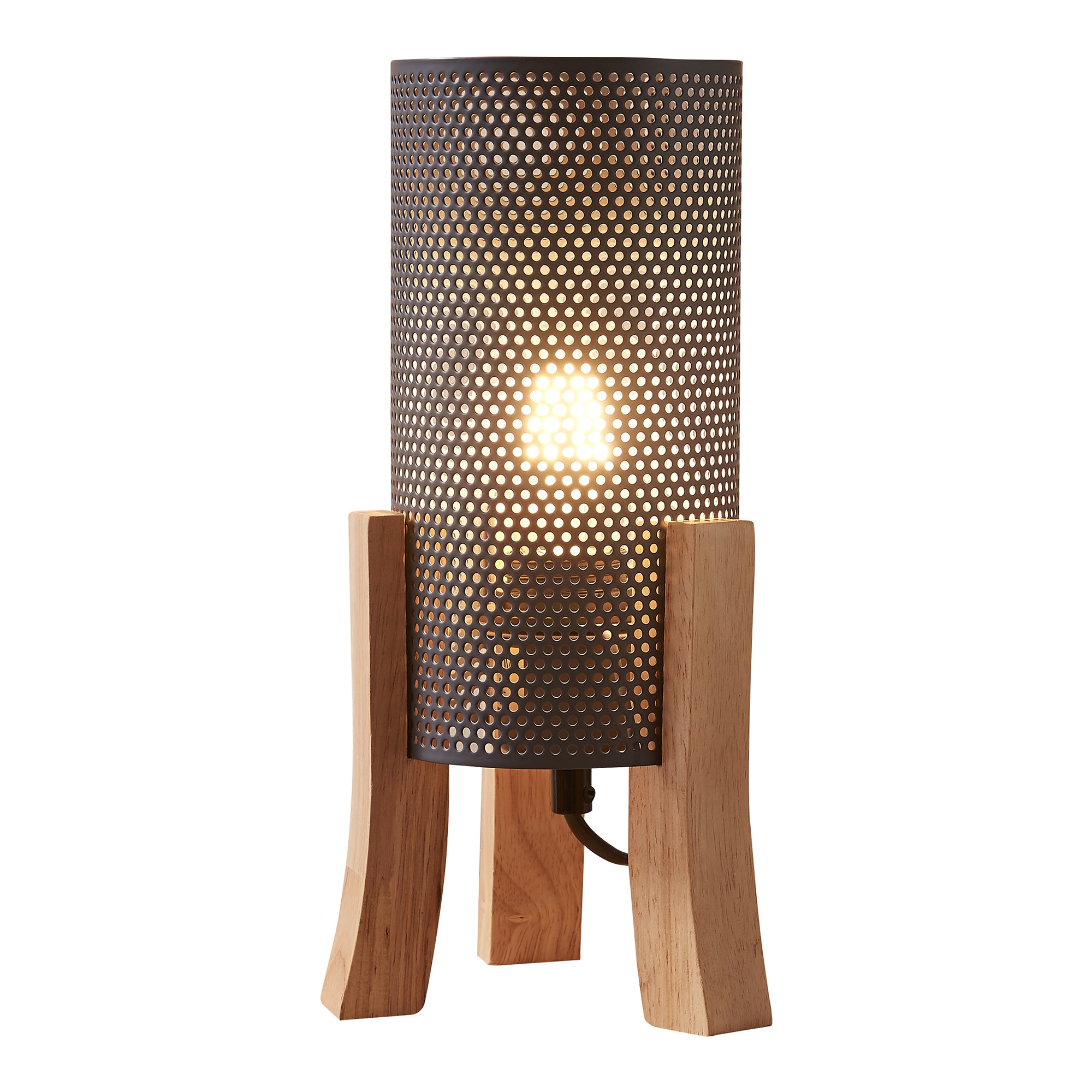 Lampada da Tavolo Comodino Joelleldsvin con Paralume Cilindrico in Metallo 30x14x14 cm - Grigio lux.pro