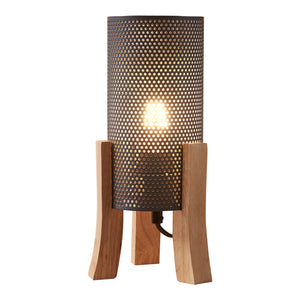 Lampada da Tavolo Comodino Joelleldsvin con Paralume Cilindrico in Metallo 30x14x14 cm - Grigio lux.pro