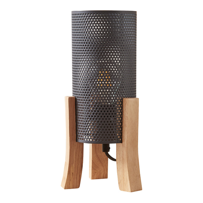 Lampada da Tavolo Comodino Joelleldsvin con Paralume Cilindrico in Metallo 30x14x14 cm - Grigio lux.pro