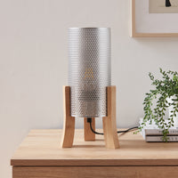 Lampada da Tavolo Comodino Joelleldsvin con Paralume Cilindrico in Metallo 30x14x14 cm - Argento lux.pro