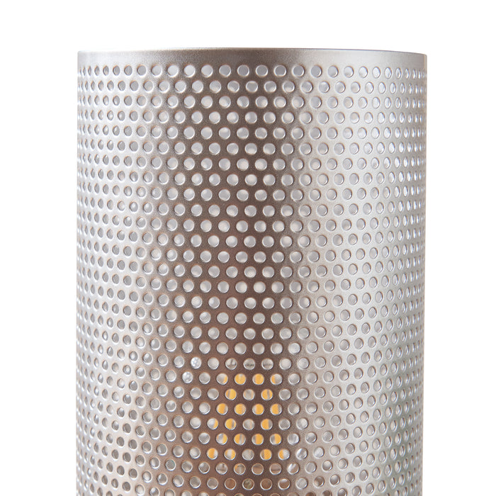 Lampada da Tavolo Comodino Joelleldsvin con Paralume Cilindrico in Metallo 30x14x14 cm - Argento lux.pro