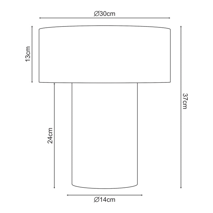 Lampada da Tavolo Cilindrica Kömn in Metallo 37 x Ø30 cm - Marrone lux.pro