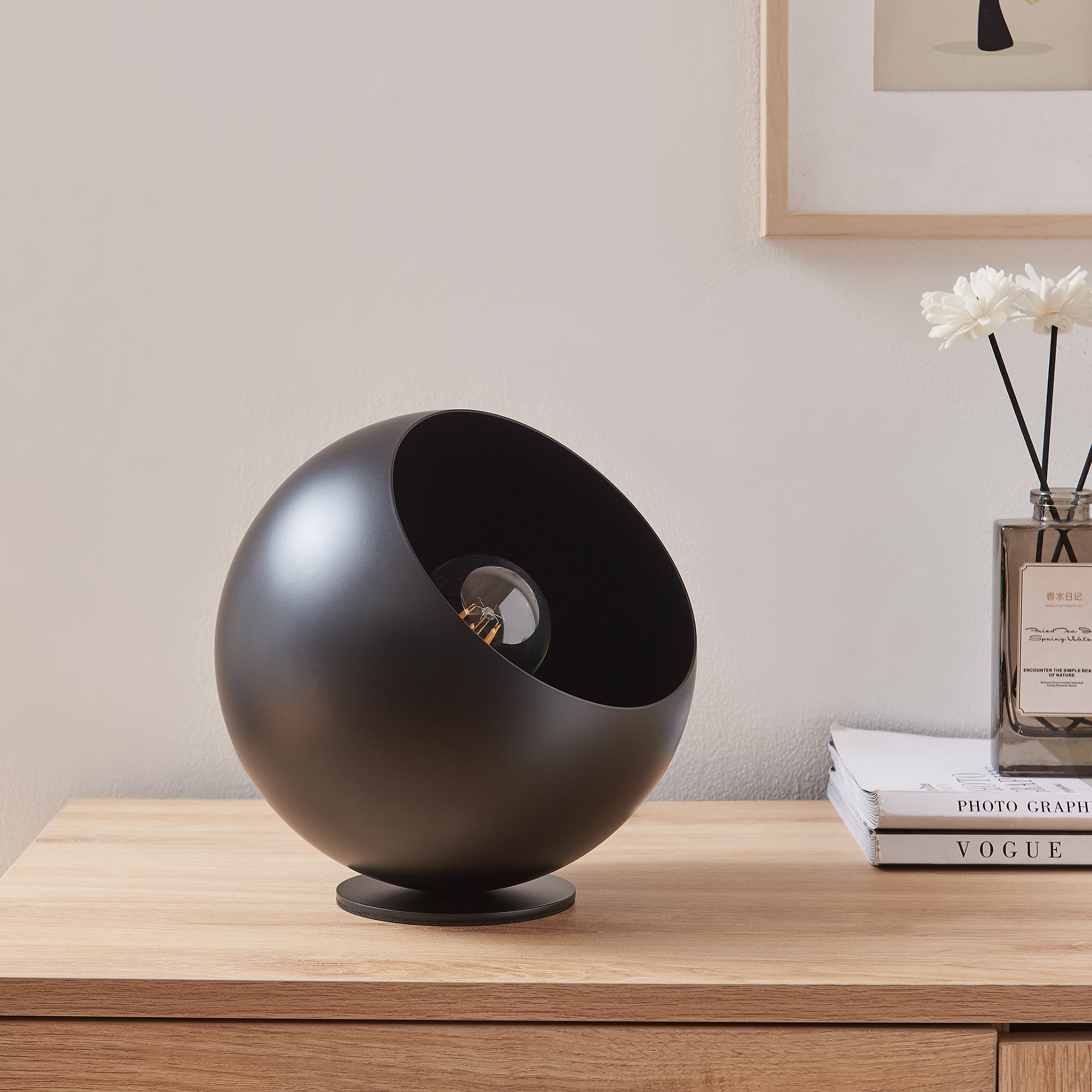 Lampada da Tavolo Lukkodso in Metallo Lampada Semisferica da Comodino Ø20 x 20 cm - Nero lux.pro