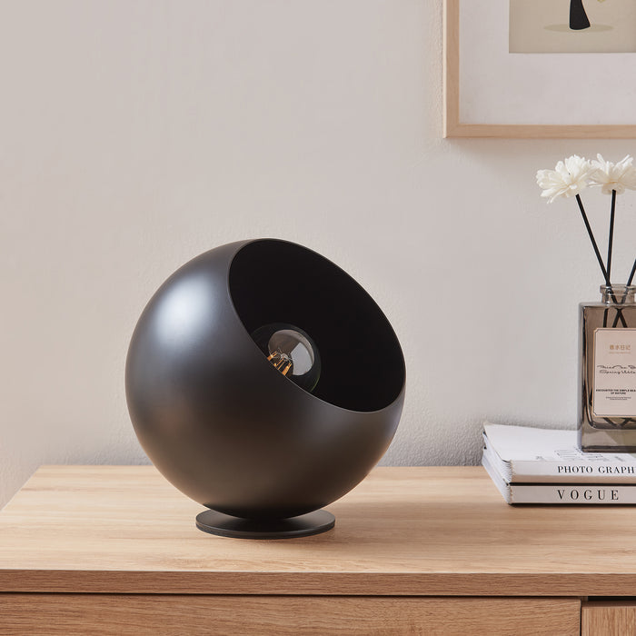 Lampada da Tavolo Lukkodso in Metallo Lampada Semisferica da Comodino Ø20 x 20 cm - Nero lux.pro