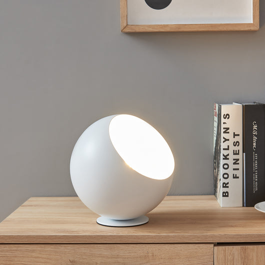 Lampada da Tavolo Lukkodso in Metallo Lampada Semisferica da Comodino Ø20 x 20 cm - Bianco lux.pro