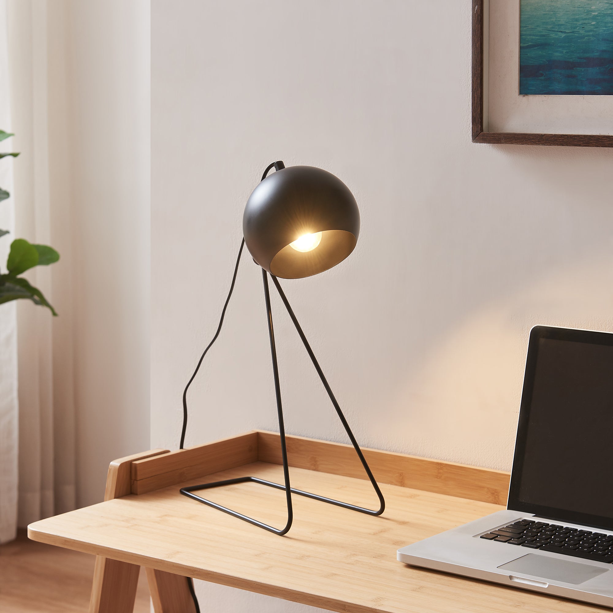 Lampada da Tavolo Scrivania Oldibro in Metallo con Paralume Semisferico 45 x 28 x 15 cm - Nero lux.pro