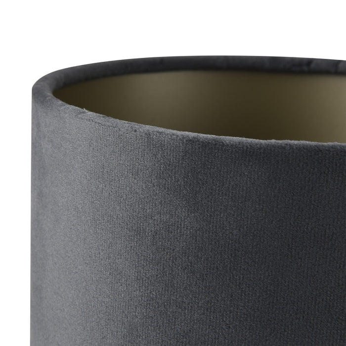 Lampada Deventer da Tavolo Comodino con Paralume Cilindrico in Flanella - Nero/Grigio lux.pro