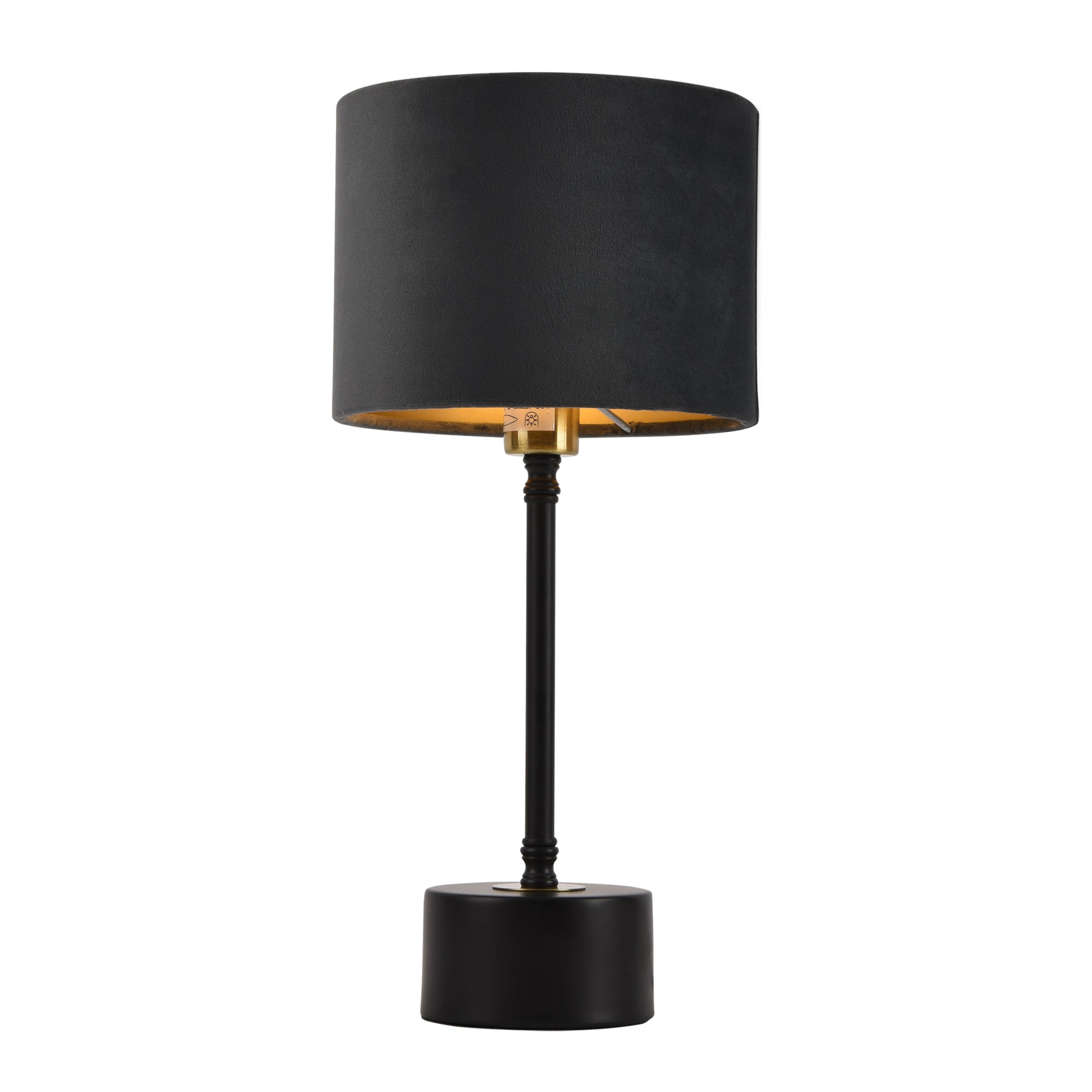 Lampada Deventer da Tavolo Comodino con Paralume Cilindrico in Flanella - Nero/Grigio lux.pro