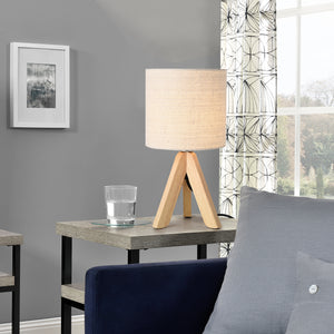 Lampada da Tavolo Koblenz con Struttura a Treppiede in Legno - Beige lux.pro