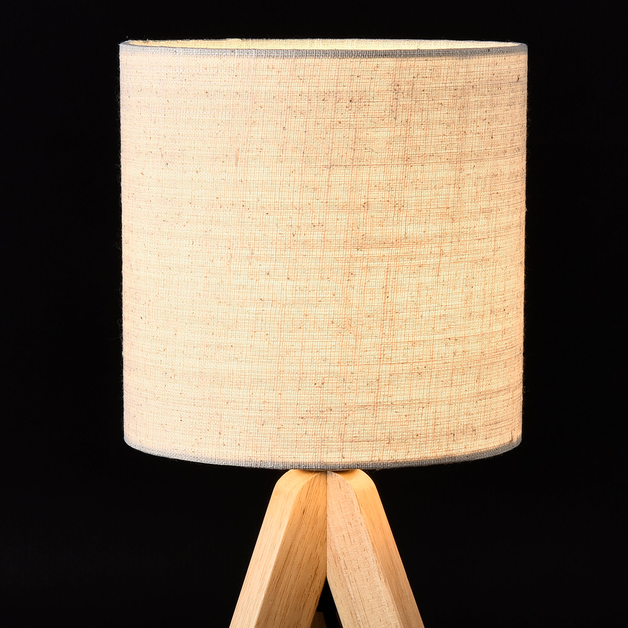 Lampada da Tavolo Koblenz con Struttura a Treppiede in Legno - Beige lux.pro