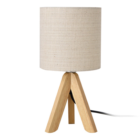 Lampada da tavolo da lettura con treppiede in legno di lino 375 cm beige legno naturale 03_0005273