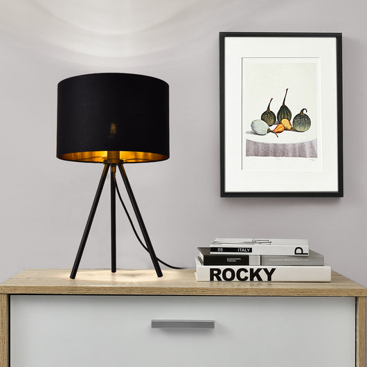 Lampada da Tavolo Comodino Metz a Treppiede - Nero lux.pro