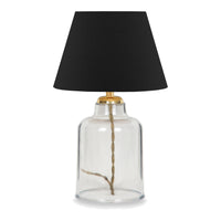 Lampada da Comodino 'Oldham' Lampada da Tavolo con Base a Barattolo in Plastica e Paralume a Cono in Tessuto Nero -