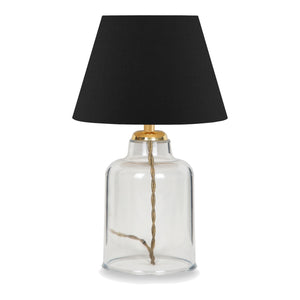 Lampada da Comodino 'Oldham' Lampada da Tavolo con Base a Barattolo in Plastica e Paralume a Cono in Tessuto Nero -