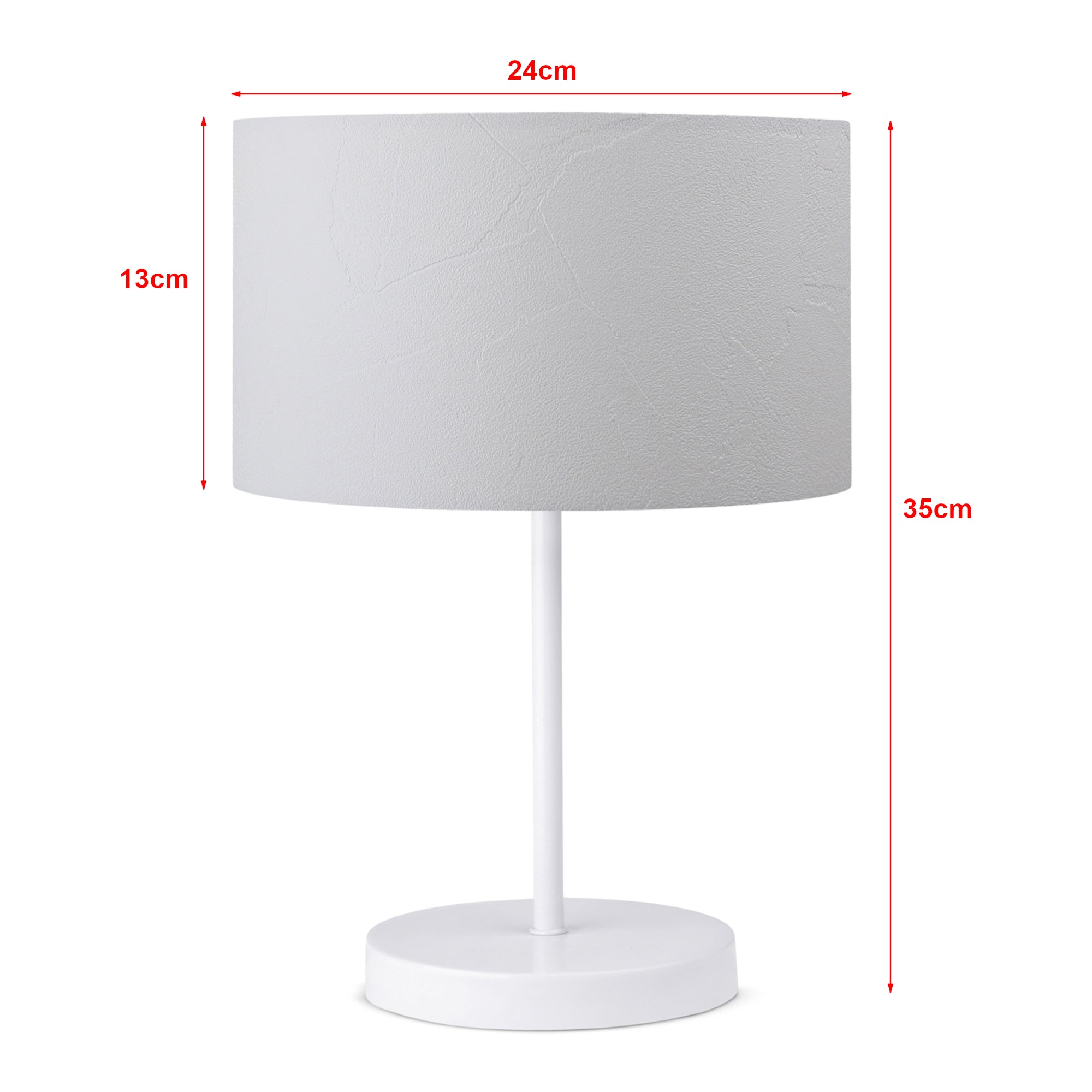 Lampada da Comodino 'Margate' Lampada da Tavolo con Paralume in PVC e Stelo in Metallo - Bianco - lux.pro