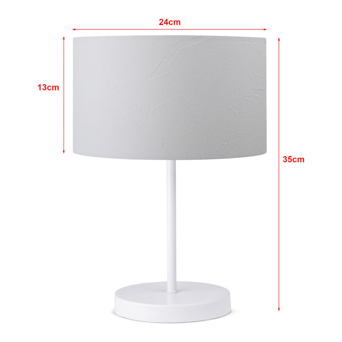 Lampada da Comodino 'Margate' Lampada da Tavolo con Paralume in PVC e Stelo in Metallo - Bianco - lux.pro