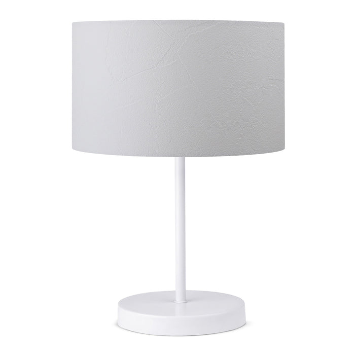 Lampada da Comodino 'Margate' Lampada da Tavolo con Paralume in PVC e Stelo in Metallo - Bianco - lux.pro