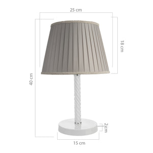Lampada da Comodino 'Kilbride' con Paralume in Tessuto e Stelo in Metallo e Vetro - color Sabbia / Bianco  [lux.pro]