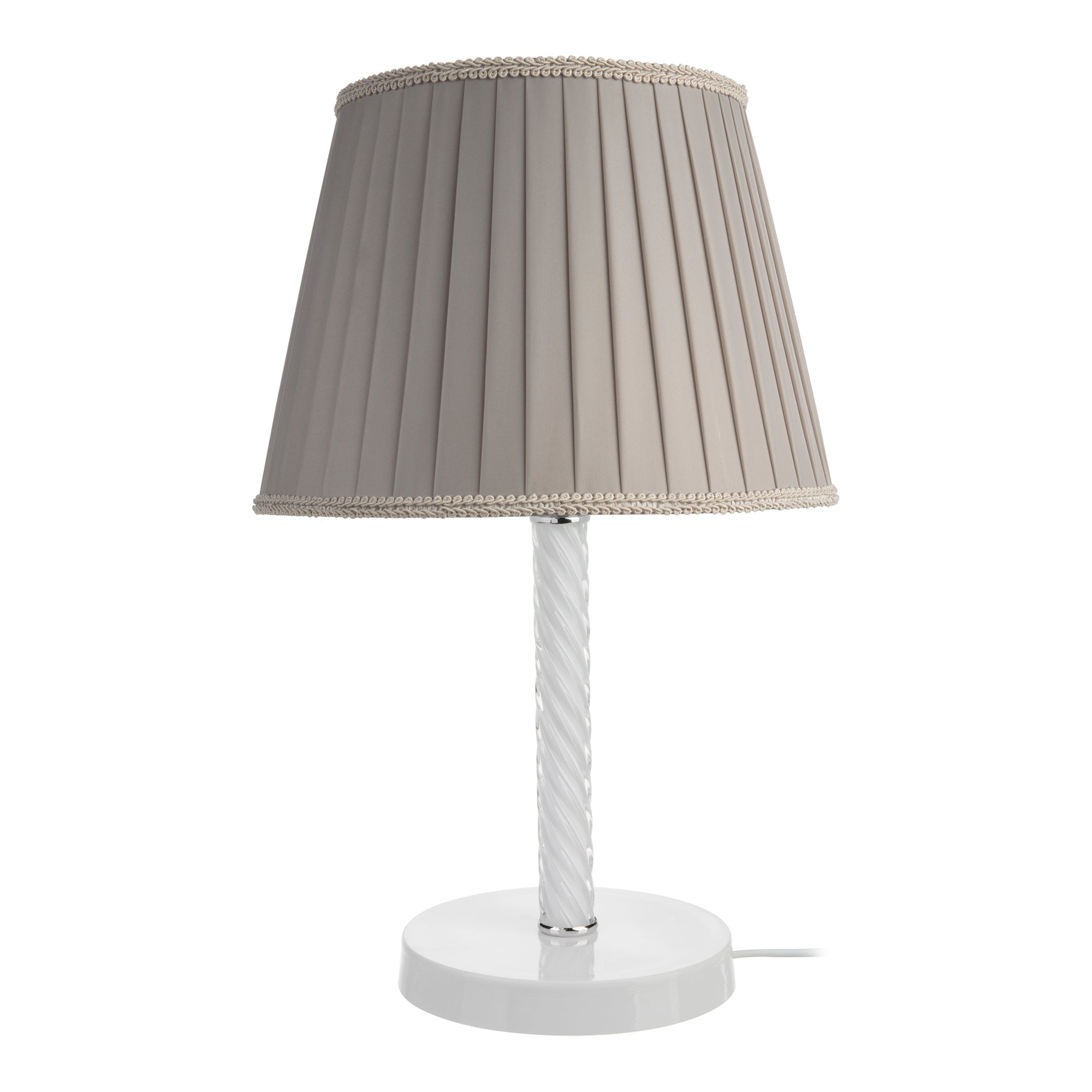 Lampada da Comodino 'Kilbride' con Paralume in Tessuto e Stelo in Metallo e Vetro - color Sabbia / Bianco  [lux.pro]