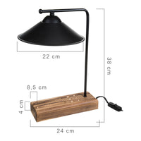 Lampada da Tavolo 'Folkestone' con Base Portapenne e Porta Cellulare e Paralume a Cono - Nero/Legno [lux.pro]