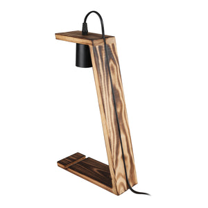 Lampada da Tavolo 'Gillingham' Senza Paralume Base in Legno con Porta Cellulare - Nero/Legno [lux.pro]