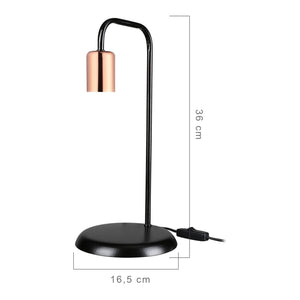 Lampada da Tavolo 'Lancaster' Lampada da Comodino Senza Paralume - Nero/Rame [lux.pro]