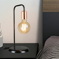 Lampada da Tavolo 'Lancaster' Lampada da Comodino Senza Paralume - Nero/Rame [lux.pro]