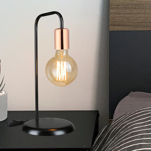 Lampada da Tavolo 'Lancaster' Lampada da Comodino Senza Paralume - Nero/Rame [lux.pro]