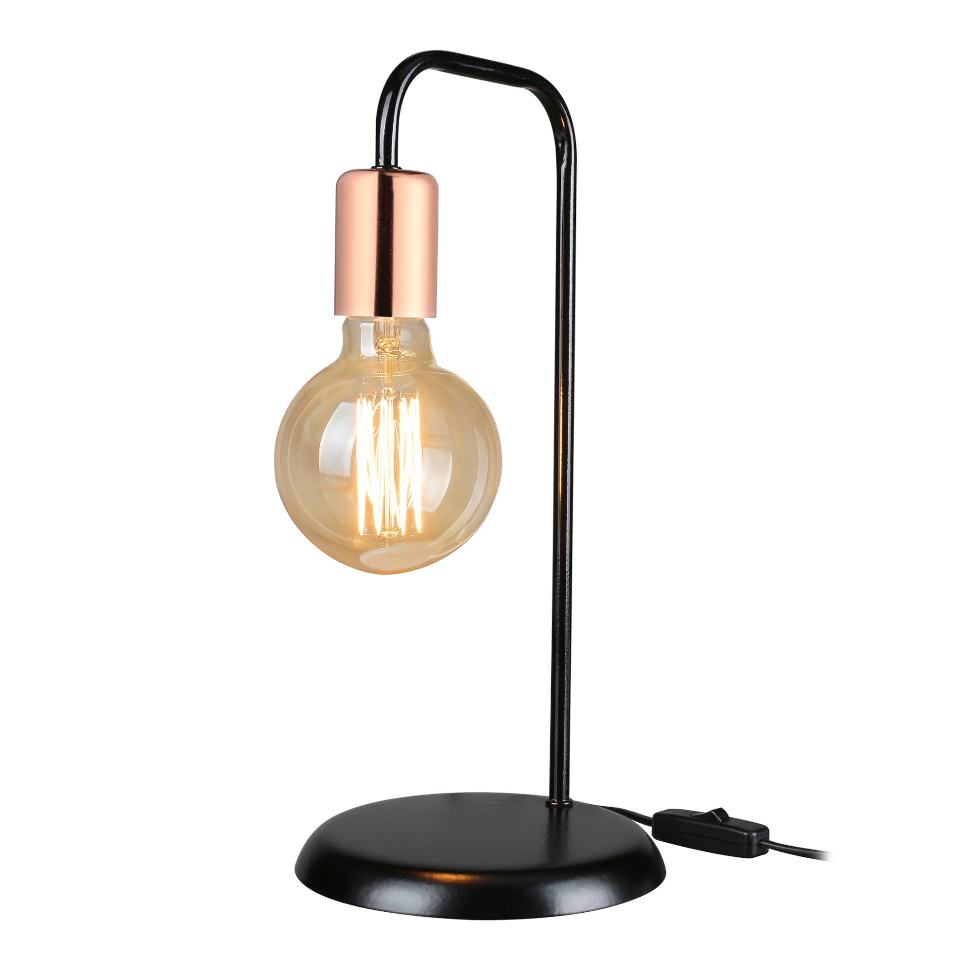 Lampada da Tavolo 'Lancaster' Lampada da Comodino Senza Paralume - Nero/Rame [lux.pro]