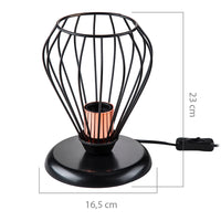Lampada da Tavolo 'Grays' con Paralume a Gabbia Lampada in Metallo Stile Industriale - Nero / Rame [lux.pro]