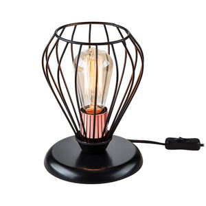 Lampada da Tavolo 'Grays' con Paralume a Gabbia Lampada in Metallo Stile Industriale - Nero / Rame [lux.pro]