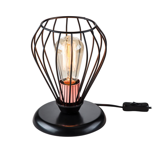 Lampada da Tavolo 'Grays' con Paralume a Gabbia Lampada in Metallo Stile Industriale - Nero / Rame [lux.pro]