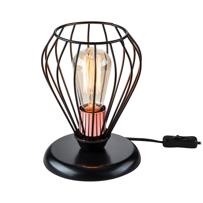 Lampada da Tavolo 'Grays' con Paralume a Gabbia Lampada in Metallo Stile Industriale - Nero / Rame [lux.pro]