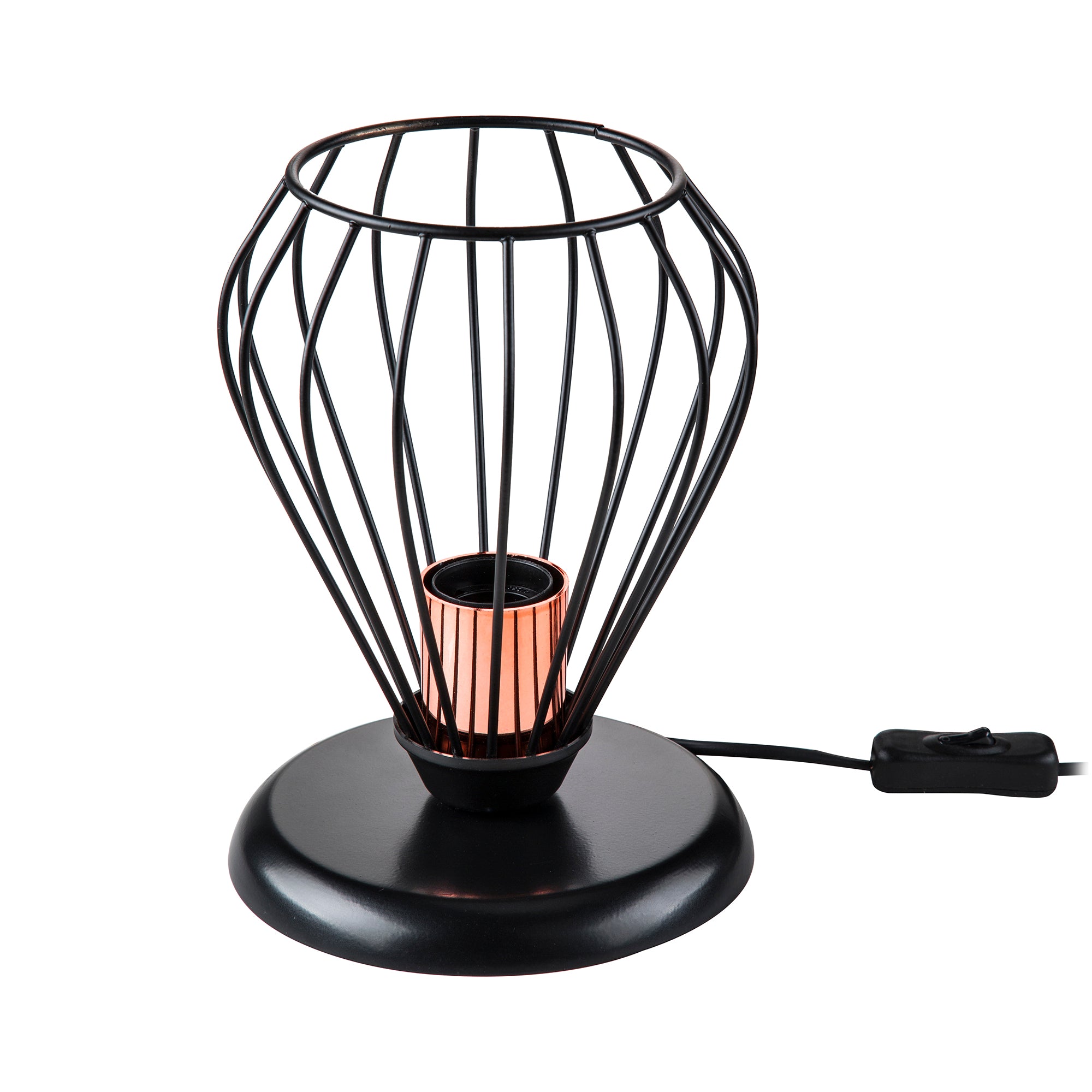 Lampada da Tavolo 'Grays' con Paralume a Gabbia Lampada in Metallo Stile Industriale - Nero / Rame [lux.pro]