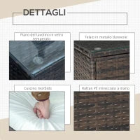 Set Mobili da Giardino in Rattan PE con Tavolino e 2 Sedie con Cuscini Sfoderabili, Marrone e Crema