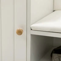 Scarpiera da Ingresso con Seduta Imbottita e Armadietto per 4 Paia di Scarpe, 80x33x49cm, Bianco