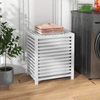 Cesta per il Bucato di Bambù Capacità 55L Cesto per Biancheria con 2 Manici e Borsa Estraibile 50x36x60 cm Bianco