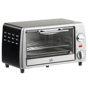 Fornetto Elettrico 10L Temperatura Regolabile e Timer, Griglia e Teglia Incluse, 750W, 36.5x26x22cm, Argento Nero
